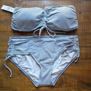 LOFT Blue and White Striped Bikini Size Large ⭐️NWT⭐️